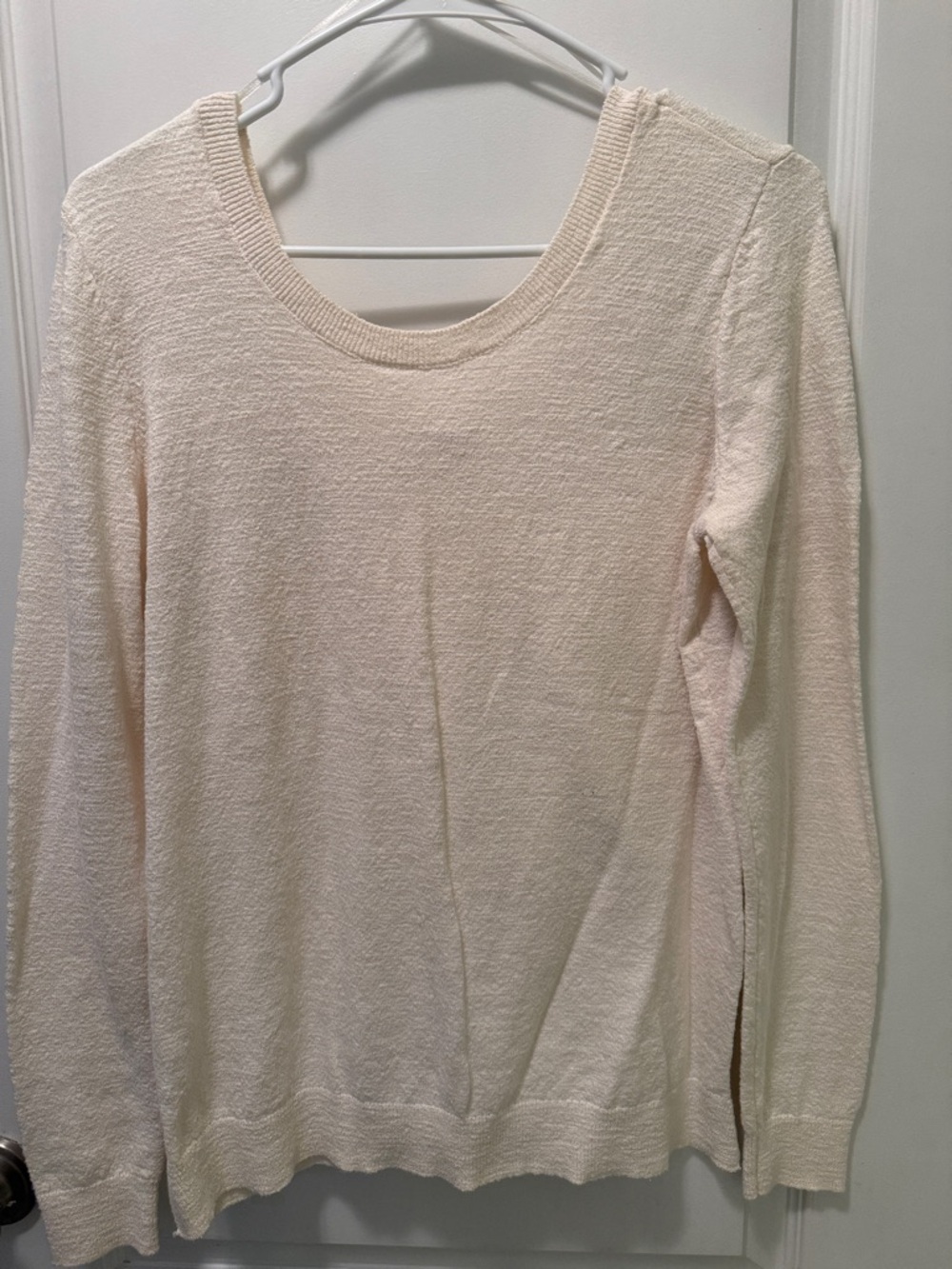LOFT Cream Lightweight Long-Sleeve Sweater